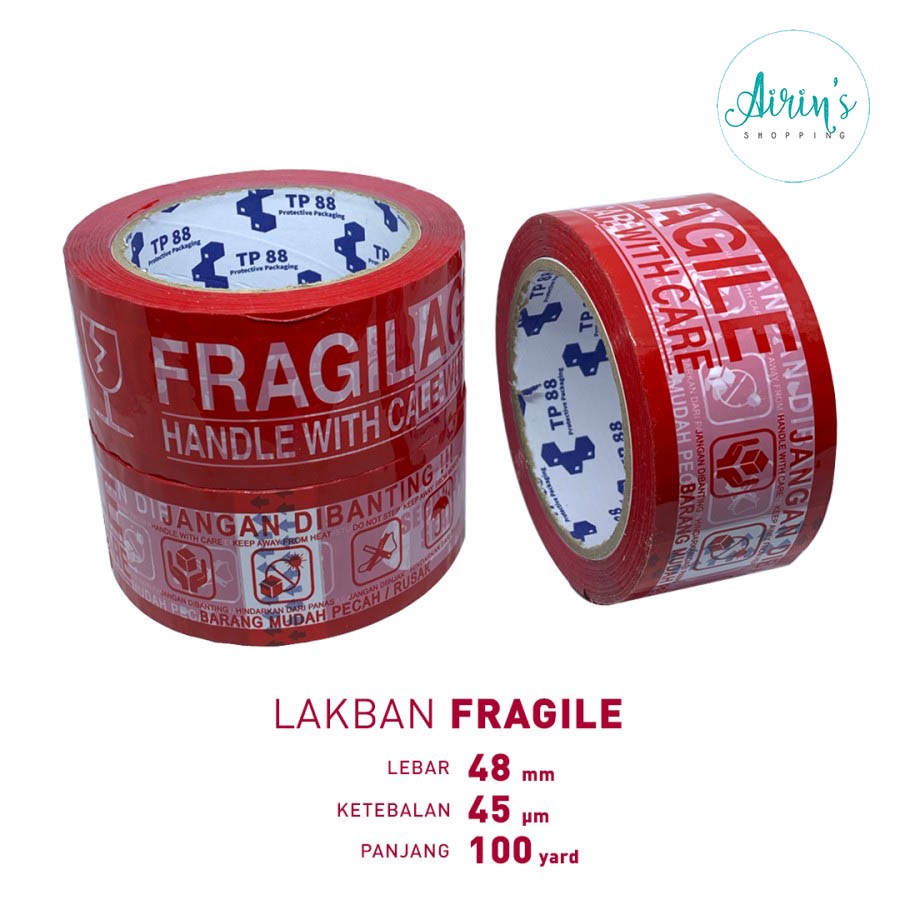 

Lakban Fragile TP88 (Uk: 48mm x 100 yard) 45 micron TOP Quality FULL