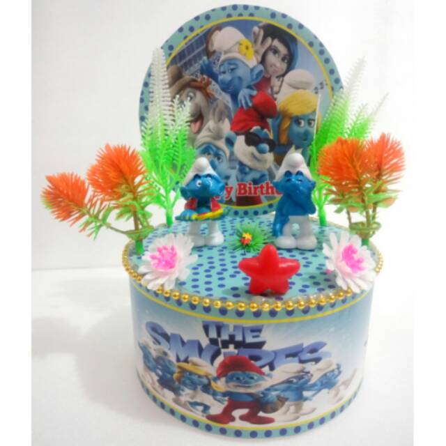 Hiasan kue tingkat / hiasan kue smurf / topper kue smurf / topper smurf / mainan smurf / smurf figur
