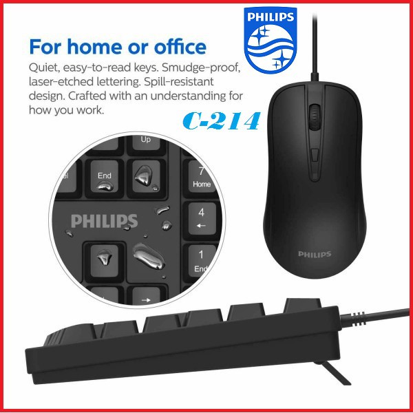 Philips C214 Keyboard Mouse USB Combo