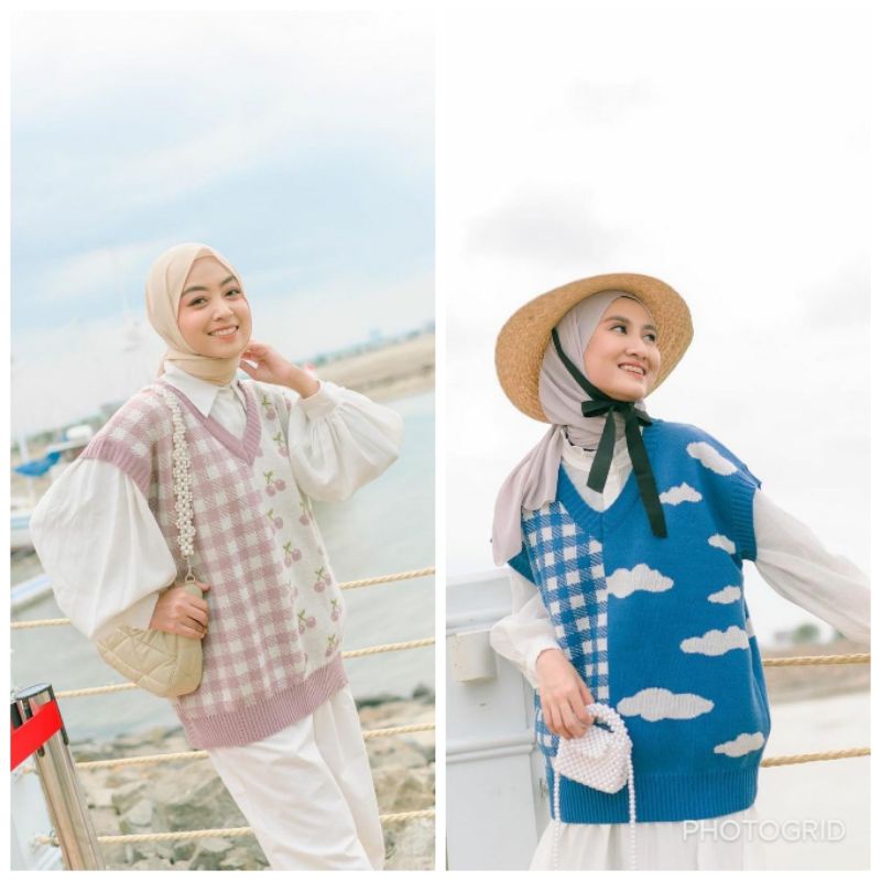 GINGHAM CHERRY VEST CLOUDY HAIDEEORLIN OFFICIAL HAIDEE ORLIN