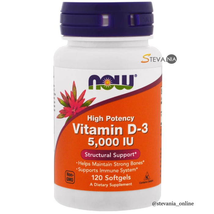 NOW FOODS Vitamin D3 5000 IU - 120 Softgels Original