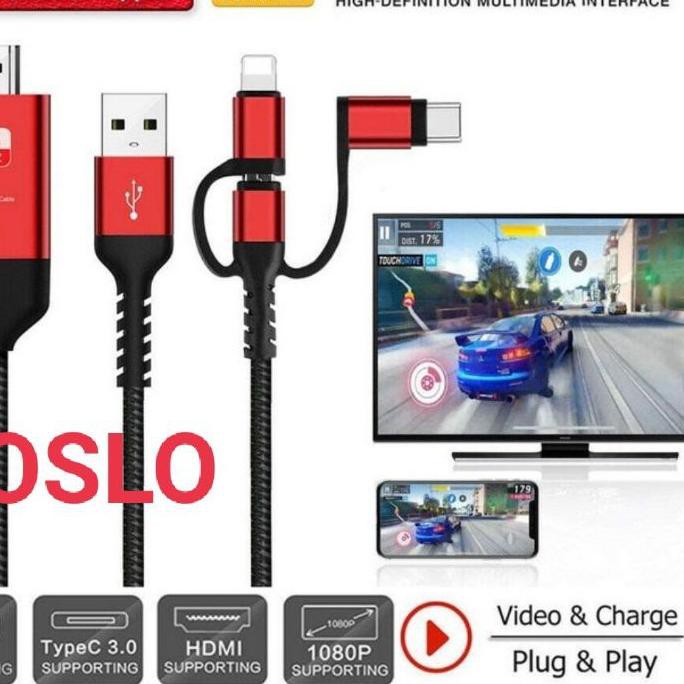 ۝ Kabel MHL converter micro Usb to HDMI HP ke TV dan Type C ke TV ➪