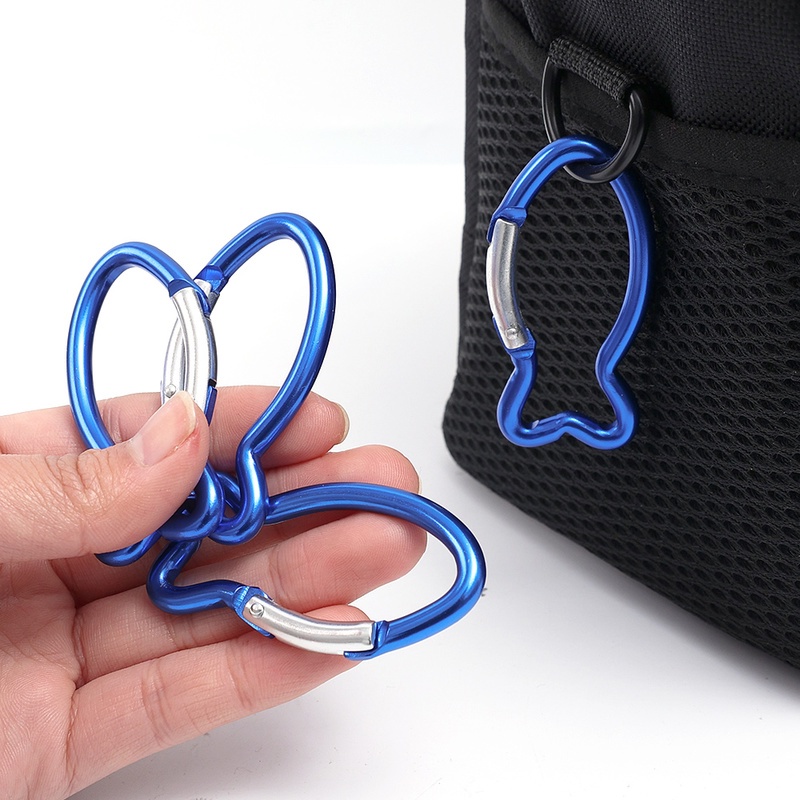 1 PC Warna Acak 6pcs Carabiner Bentuk Ikan Bahan Aluminum Alloy Untuk Panjat Tebing