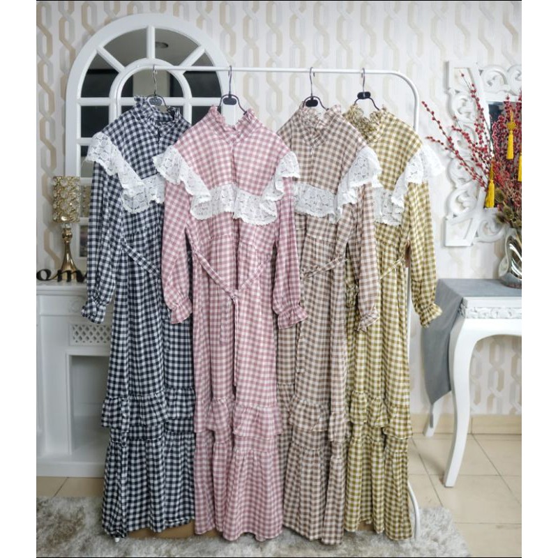 gamis renda kotak meijiewang