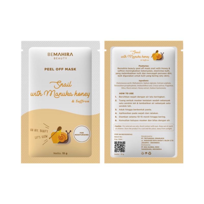 BPOM - Bemahira Beauty Peel Off Mask &amp; Wash Off Mask 15gr