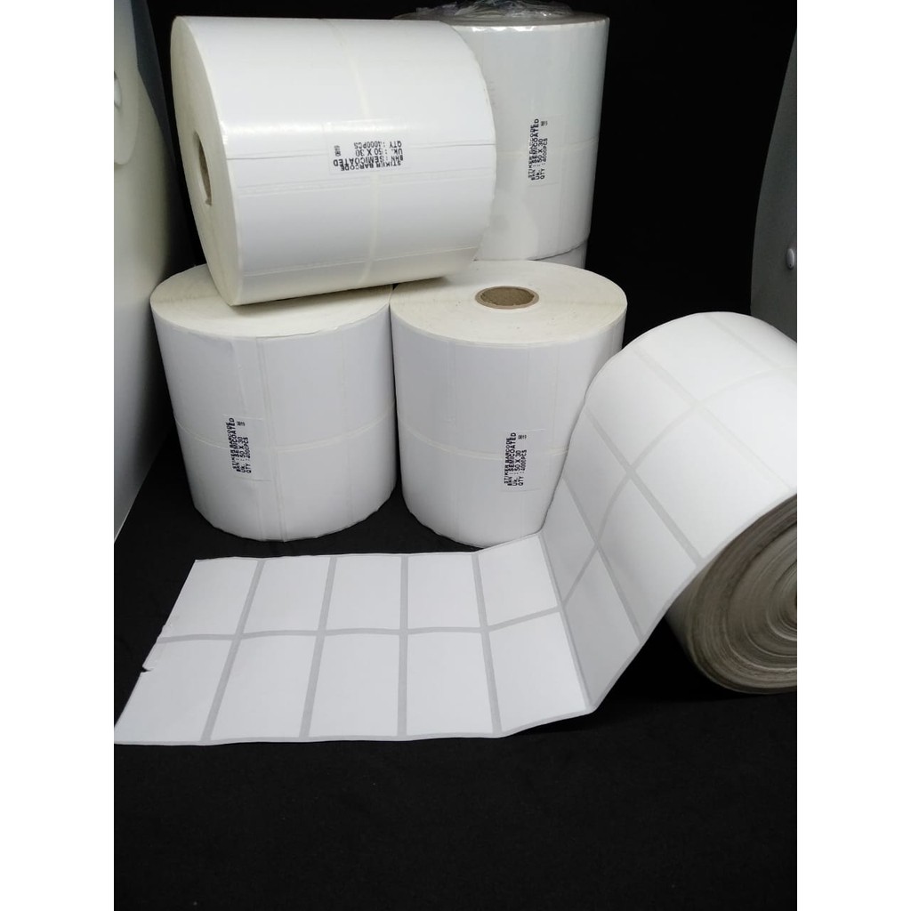 LABEL BARCODE SEMICOATED 50X30 2 LINE ISI 4000 CORE 1&quot; CETAK LABEL HARGA BARANG