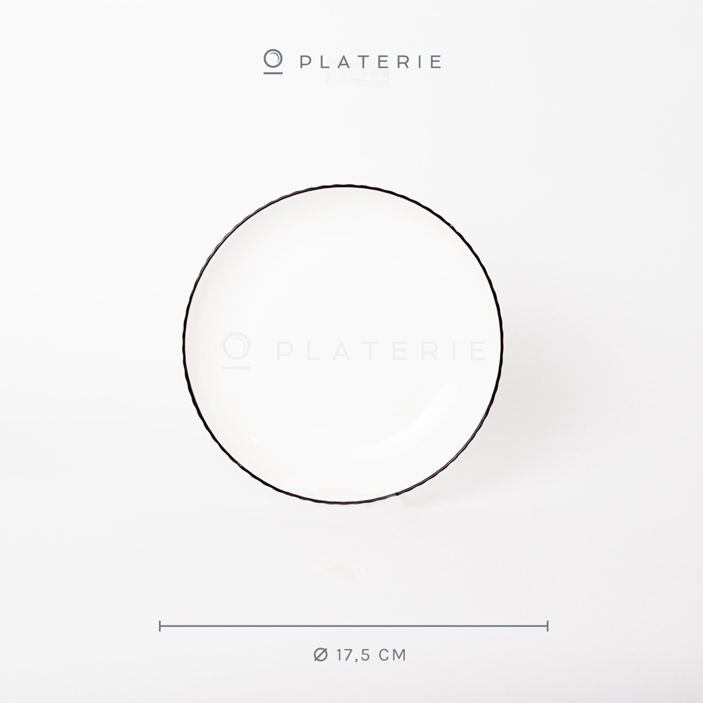 Platerie Piring Porcelain Embossed Plate 7/8 Inch Textured White-SMALL(17.5CM)