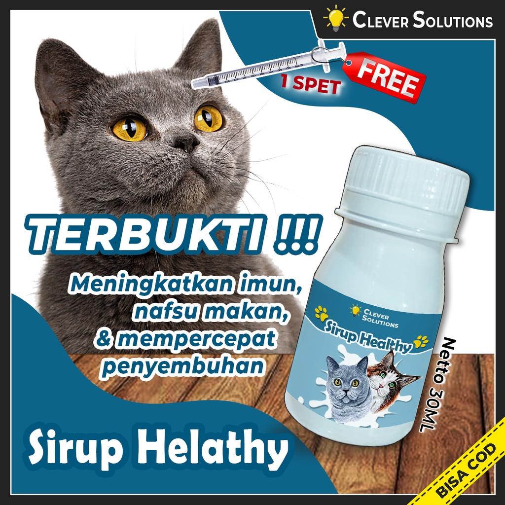 Sirup Healthy Penambah Imun Kucing Mempercepat Proses Penyembuhan Vitamin Kucing by Clever Solutions