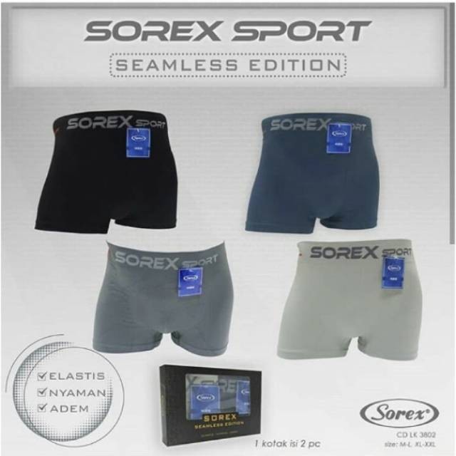 CD celana dalam boxer pria sport sorex m 3802 ; 3804 seamless edition