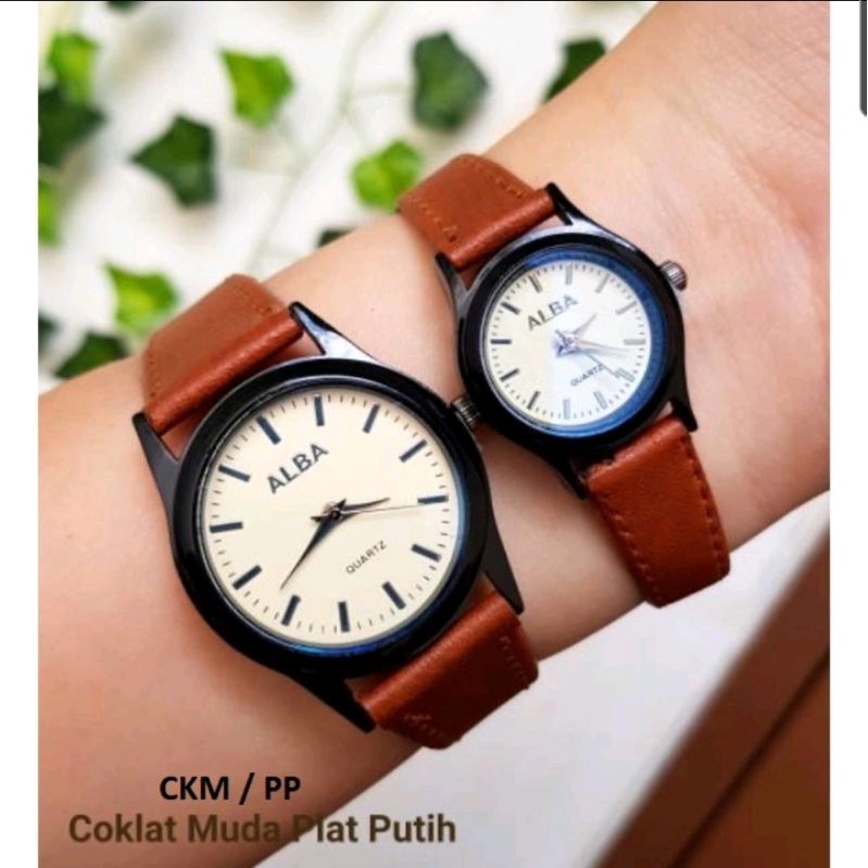 Jam Tangan Couple/Pria/Wanita Alba Kulit / Jam Tangan kulit alba couple / Jam tangan alba pria wanit