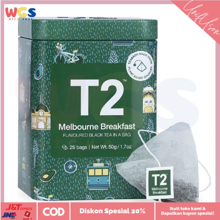 

⭐COD⭐ T2 Tea Melbourne Breakfast Black Tea Icon Tin 25 Tea Bags 50g