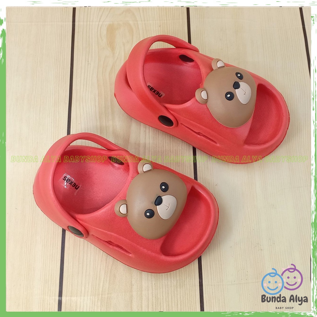 Sendal Anak Laki Laki Usia 1 2 3 4 5 Tahun BEAR MERAH Karet Anti Licin - Sendal Anak Cowok Model Tali Belakang Motif Kartun Lucu Karet Anti Licin Size 18-29