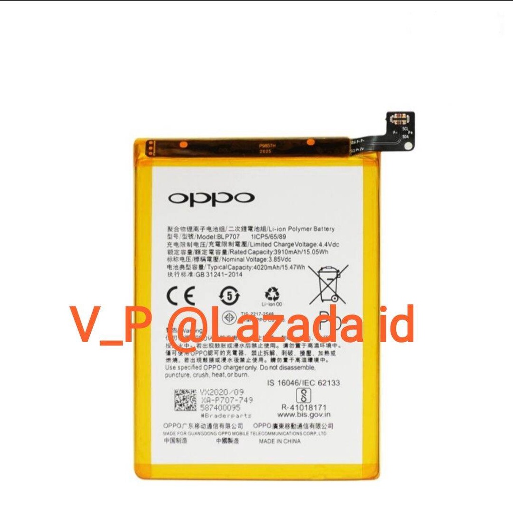 OPPO F11 CPH1913 CPH1911 - Baterai Battery Batre Batrei Batere Batrai Tanam HP OPPO F11 ORIGINAL 100% Model BLP707 BLP-707 BLP 707 ORI