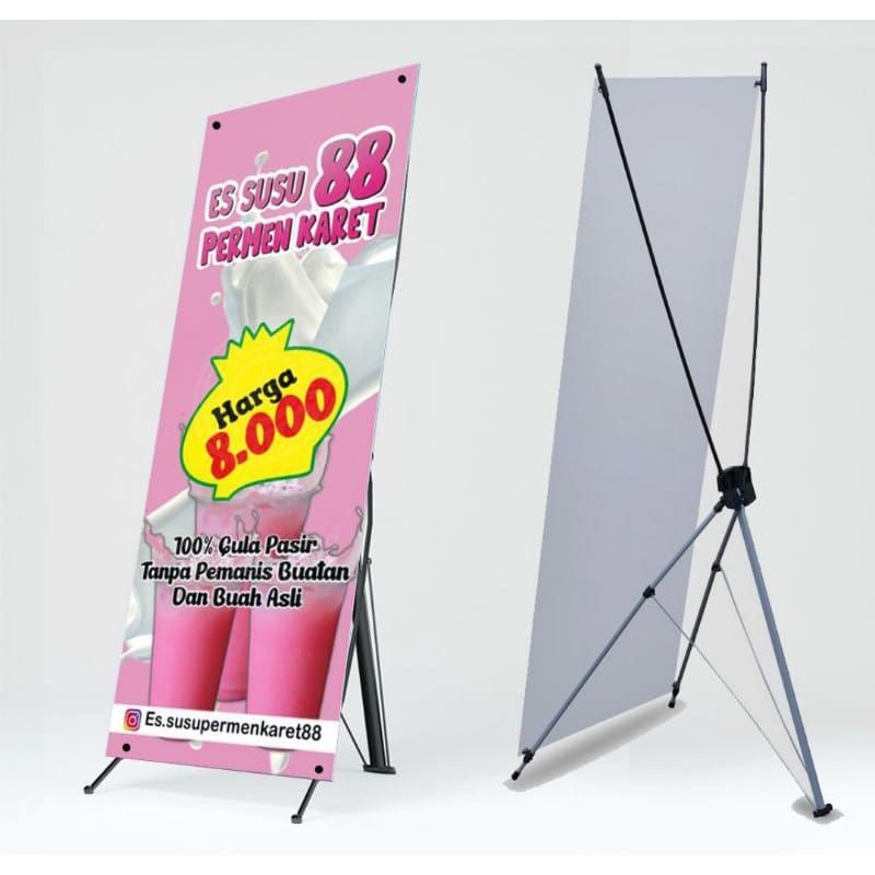 PAKET X-Banner XBanner X Banner Print Spanduk Flexi Plus Tiang Ukuran Standar 60x160