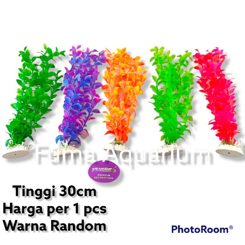 Tanaman Bunga Plastik Import Dekorasi Aquarium Aquascape 30cm harga per 1 pcs Random