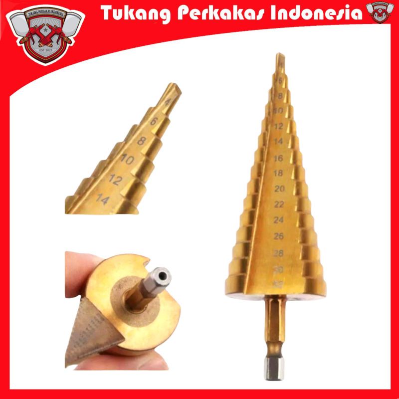 MATA BOR PAGODA 4-32MM HSS TITANIUM CONE DRILL TANGGA PAYUNG 15 STEP