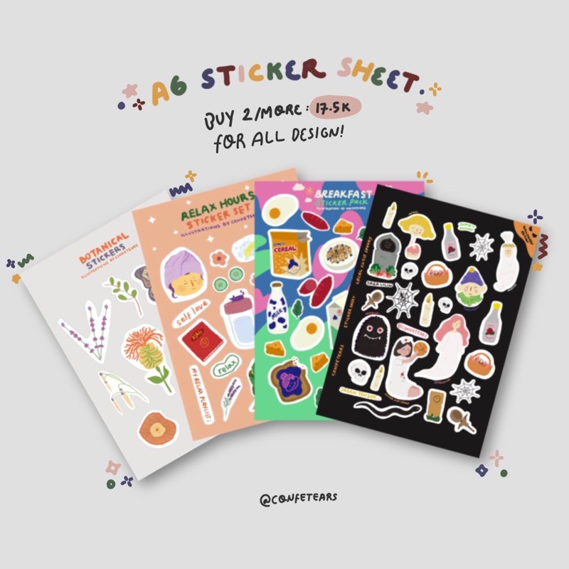 Jual Confetears A6 Kiss Cut Sticker Sheets Bundle (MINIMAL PEMBELIAN 2 ...