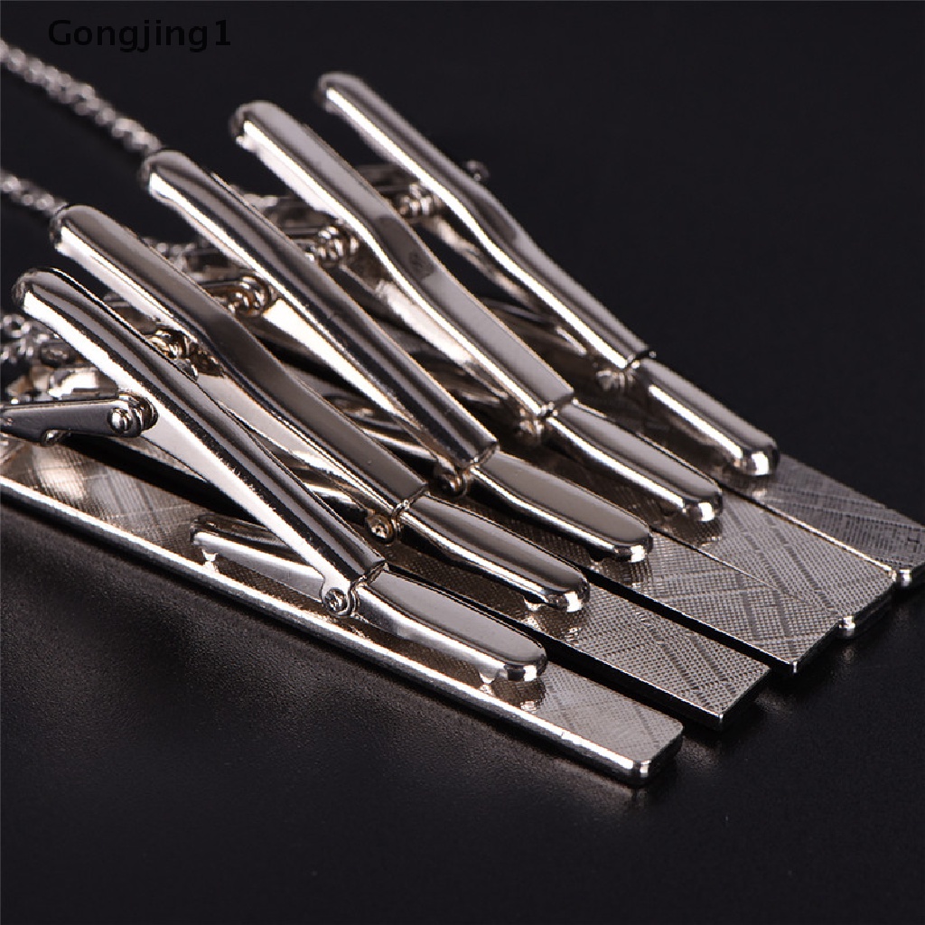 Gongjing1 Klip Penjepit Dasi Bahan Stainless Steel Warna Silver Untuk Pria