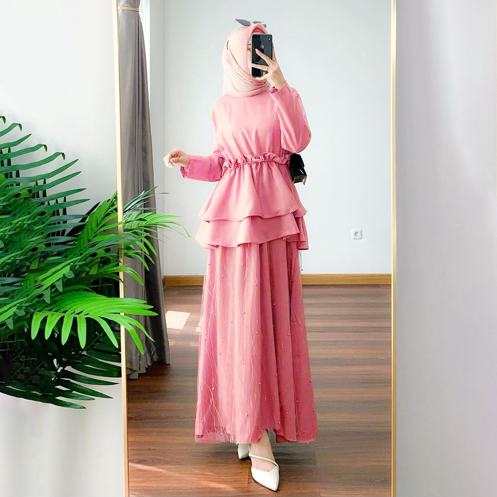 BISA COD GRATIS ONGKIR - Maxi Dress Elaine Baju Kondangan Wanita - Gamis Brukat Terbaru - Dress Kondangan Tunangan - Dress Bridesmaid