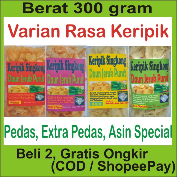 

(300 gram) Keripik Singkong Daun Jeruk Purut All Varian Rasa Snack Banjarmasin
