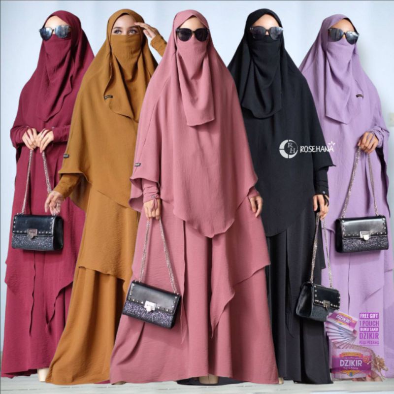 GHUI ~ [FREE GIFT] AZ-ZAHRA SYARI SETELAN BAJU MUSLIMAH GAMIS SYAR'I DAN KHIMAR BONUS CADAR TALI BAH