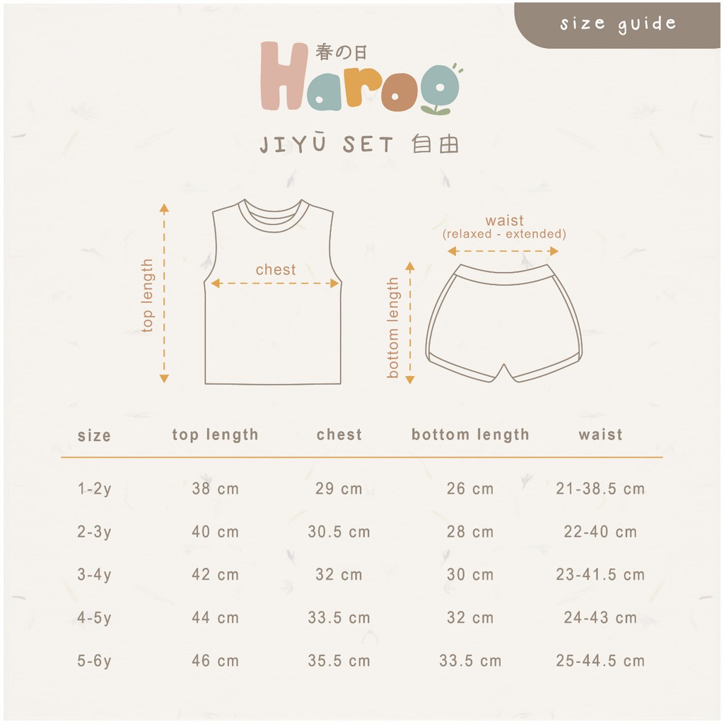 Haroo Jiyu Set 1-6Y Setelan Anak Tanpa Lengan / Baju Anak Tanpa Lengan