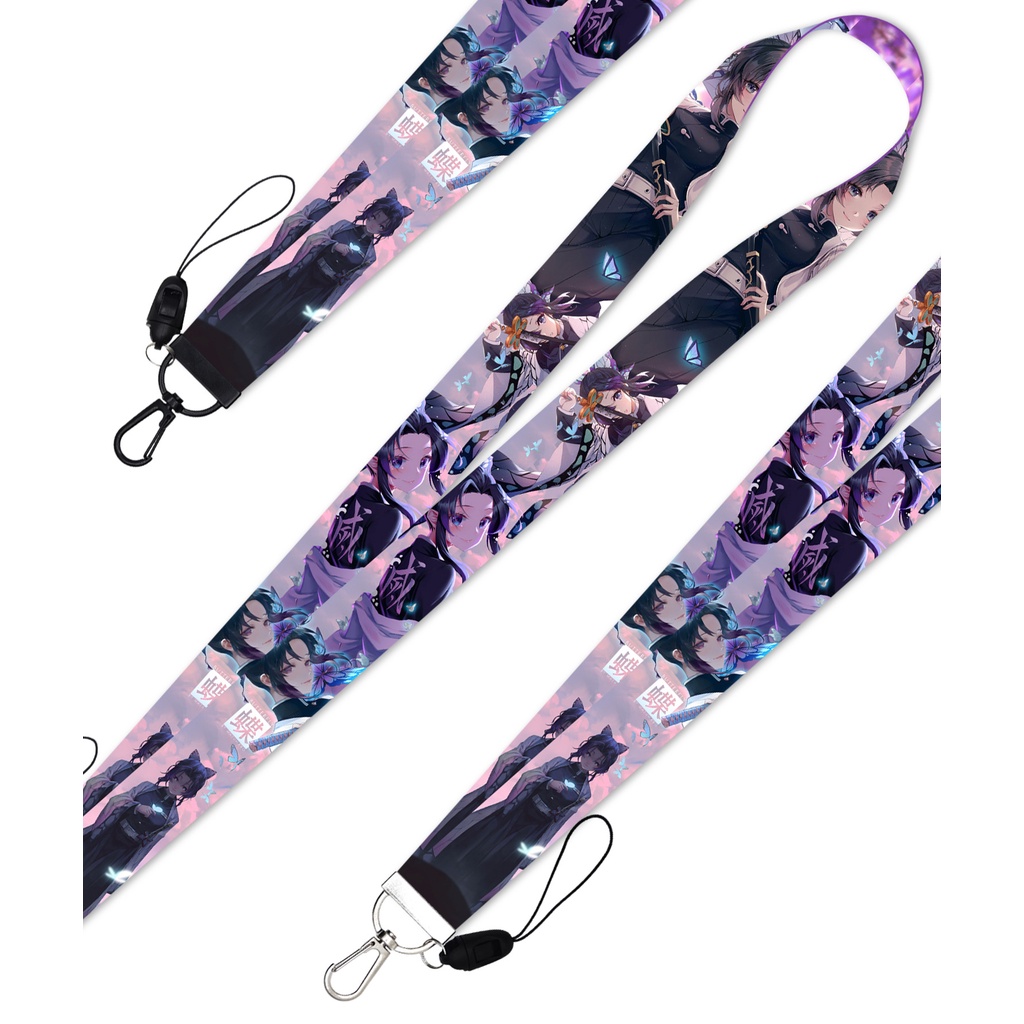 Tali Lanyard Panjang Kombinasi Gantungan Kunci Desain Ghost Killing Blade Butterfly Forbearance Dapat Dilepas Untuk Ponsel