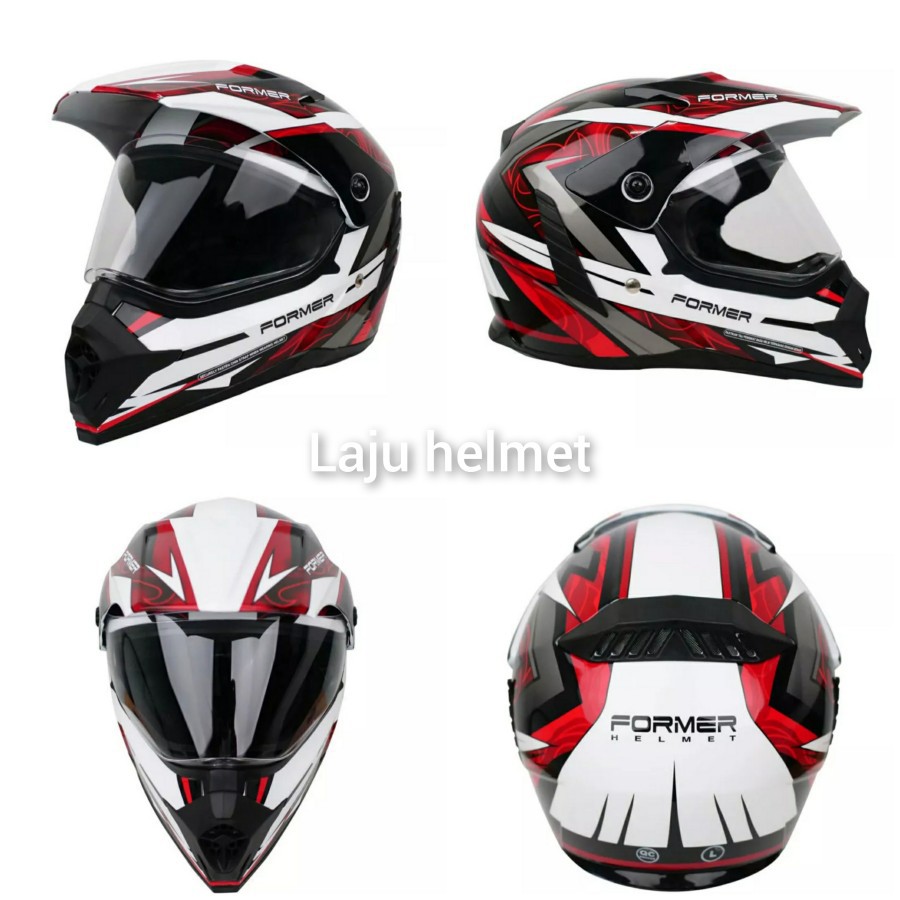 HELM CARGLOSS FSM CR FORMER SUPERMOTO EDGE WHITE RED BLACK