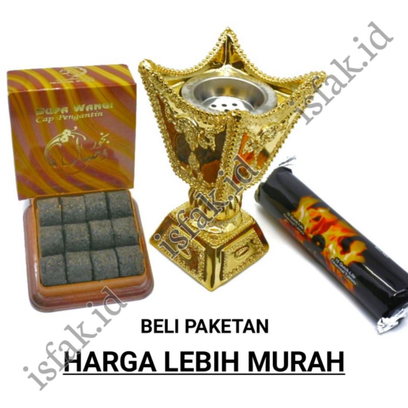 MURAH 1 Paket Bukhur Tempat Dupa Arang Magic Wangi Bukhor Bakhoor Gahru Menyan Arab Packing Aman