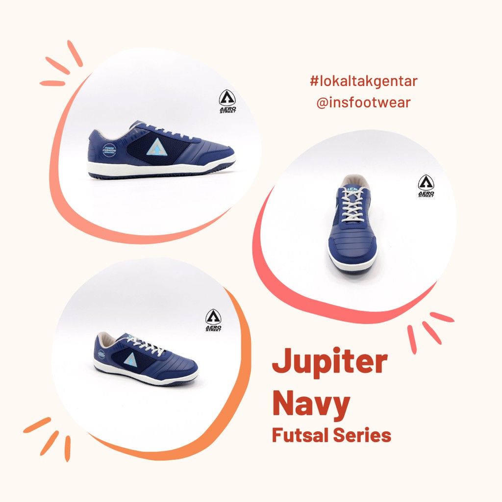 Aerostreet 39-42 Jupiter Navy - Sepatu Sport Futsal Pria Aero Street