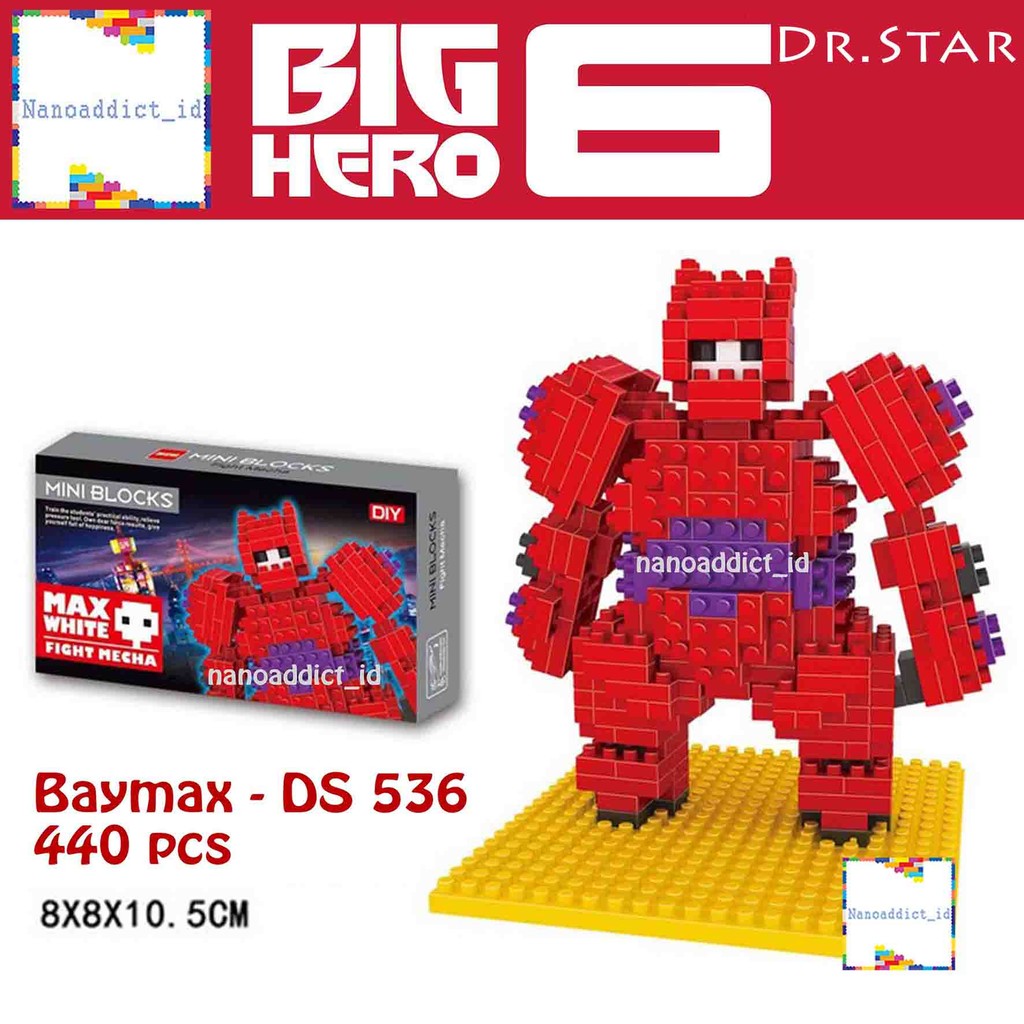 Dr. Star Big Hero 6 Baymax Red Armor - Lego Loz Nanoblock Bricks Nano Blocks