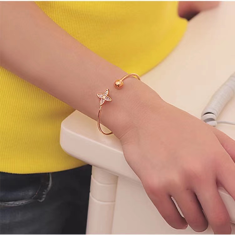 (Hello Girl)G03 Gelang Tangan Mata Bunga Dazzling Permata Putih Wanita Import