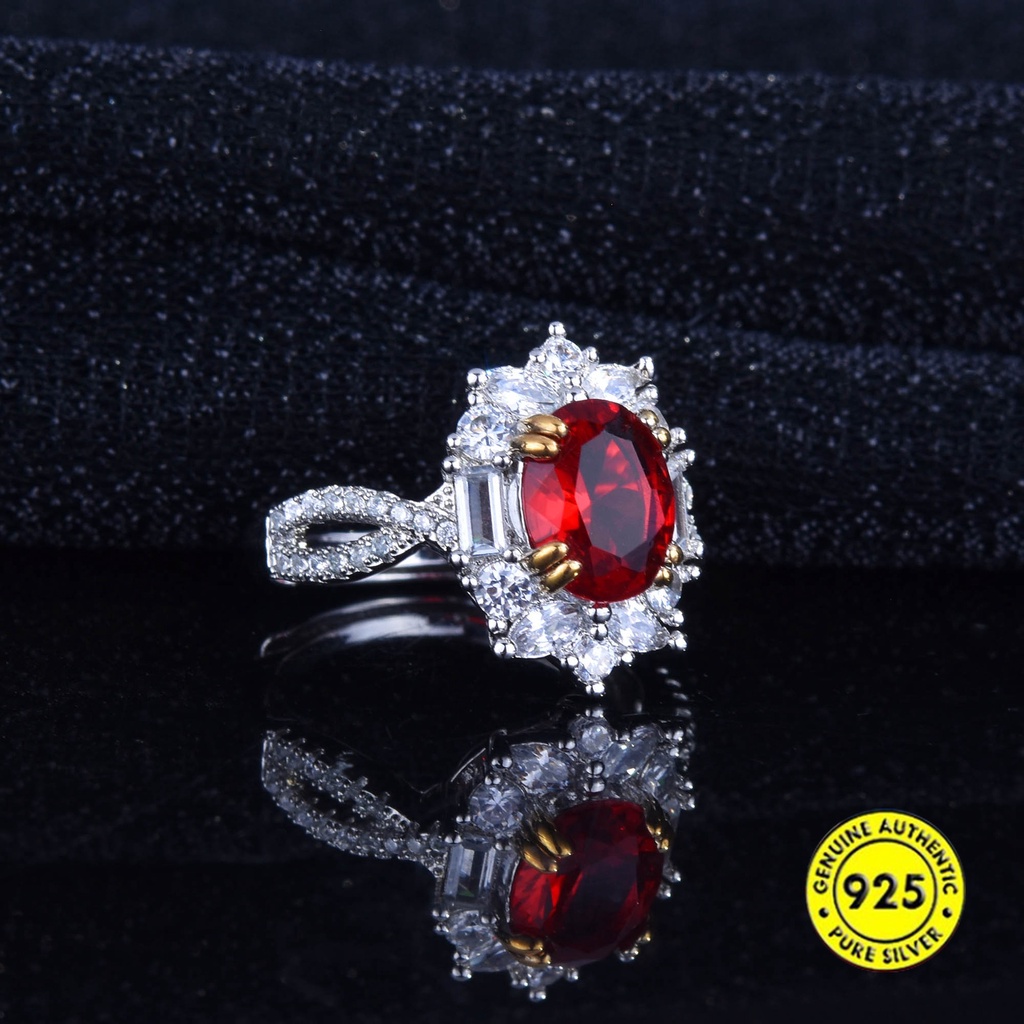 Cincin Open Ring Adjustable Desain 3 Karat Ruby Hias Batu Permata Berwarna Untuk Wanita