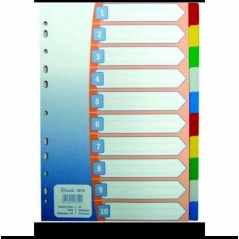 

Divider Plastik A4 Bambi 2610- 10 warna