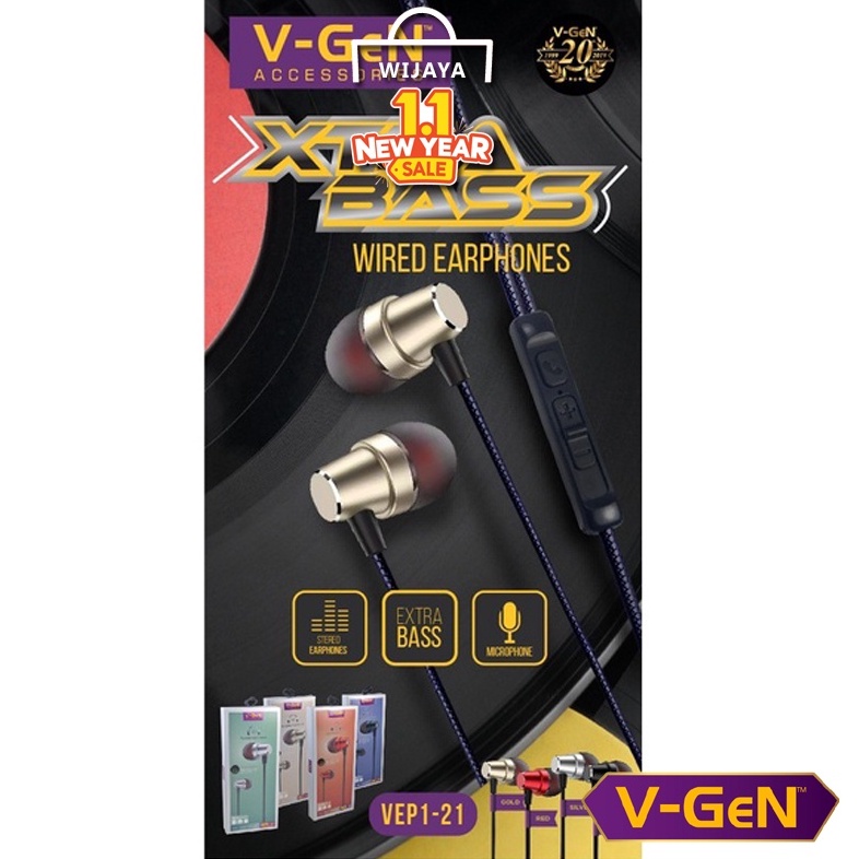 V-GeN Wired Headset HD Sound Gaming Super Bass Woofer  VEP1-21 Ori