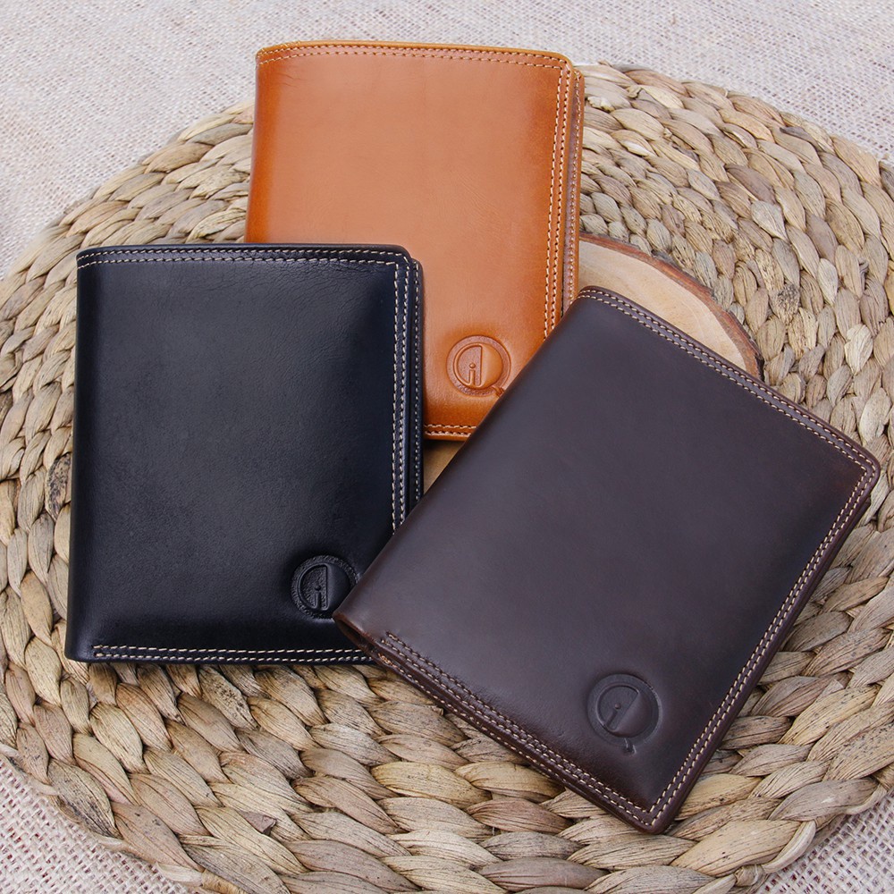 【QI LEATHER】Dompet SLIM Pria 2 Lipat 16 Slot Kartu Kulit Sapi Asli FULL KULIT TANPA FURING - D007