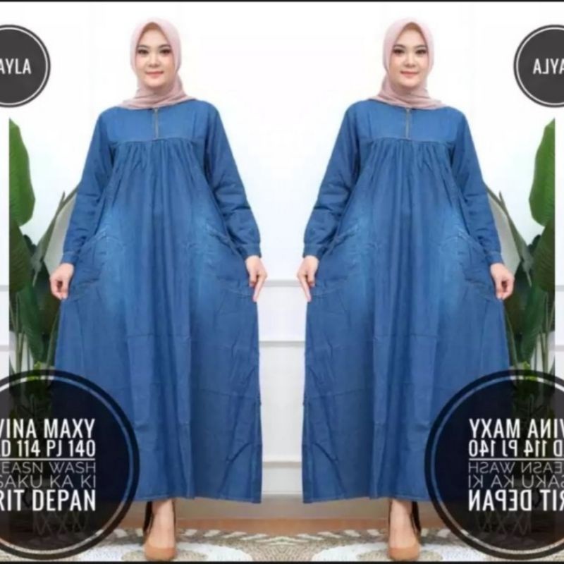 bisa cod/gamis jeans 2022/gamis jeans import/gamis jeans terlaris 2022/gamis jeans jumbo/gamis impor