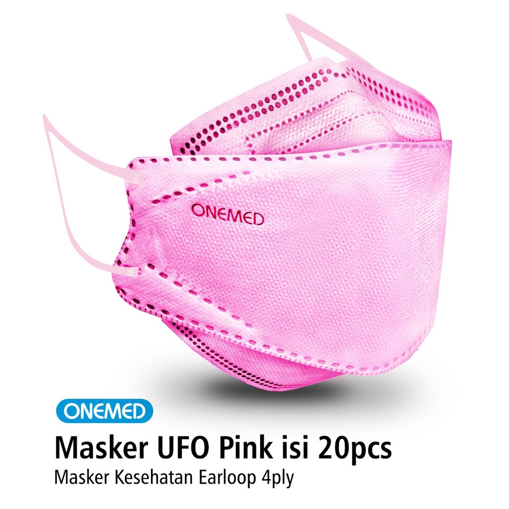 Masker Karet Medis UFO Pink 3D OneMed 4ply Box isi 20pcs OJB