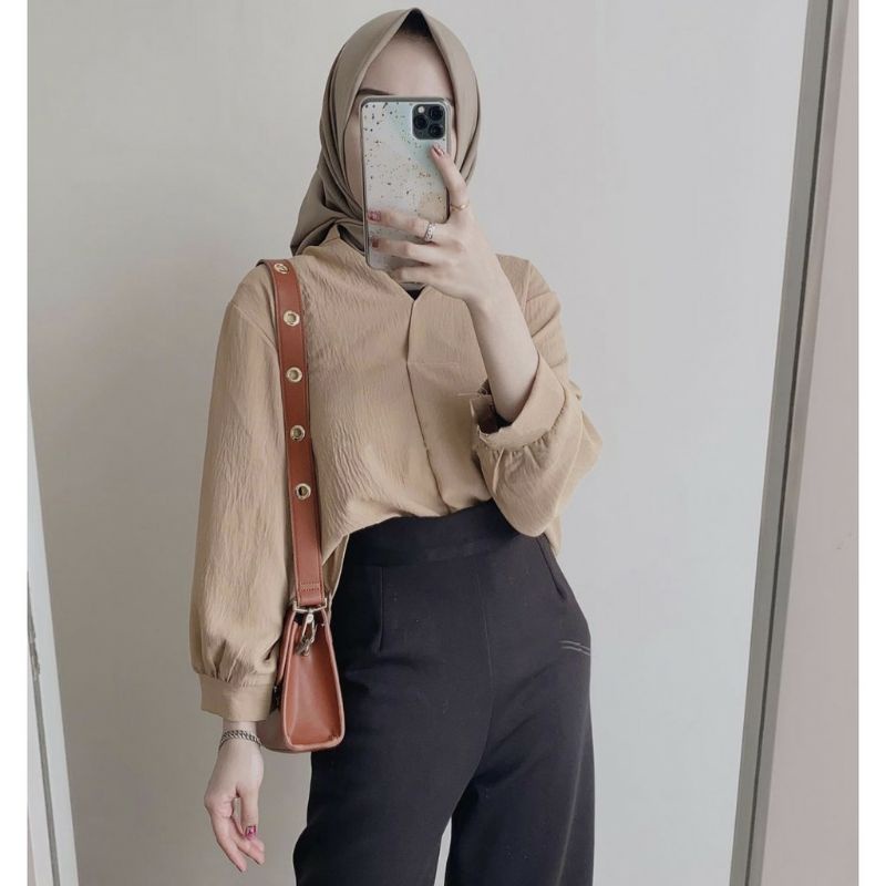 BLOUSE RAYON CRICLE BLOUSE POLOS LENGAN PANJANG BLOUSE WANITA BLOUSE KERJA BLOUSE KOREAN STYLE