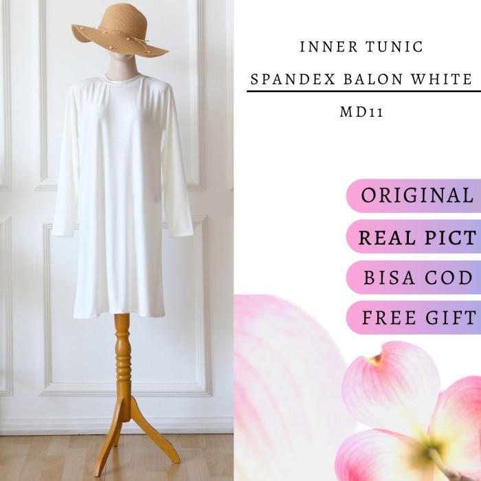 Inner baju manset premium lengan panjang warna putih tulang polos md11