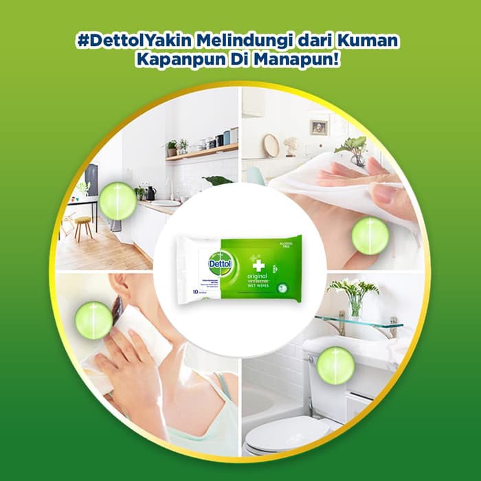 Dettol Wipes Original - isi 10 lembar - Tisu Basah Anti Kuman