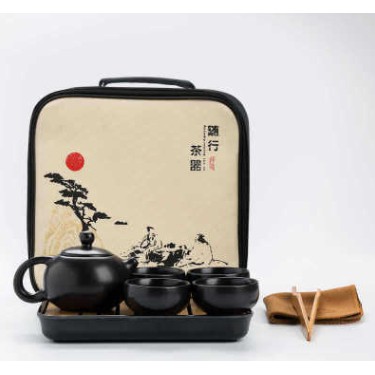 Chinese tea set portable travel teapot free pouch bag