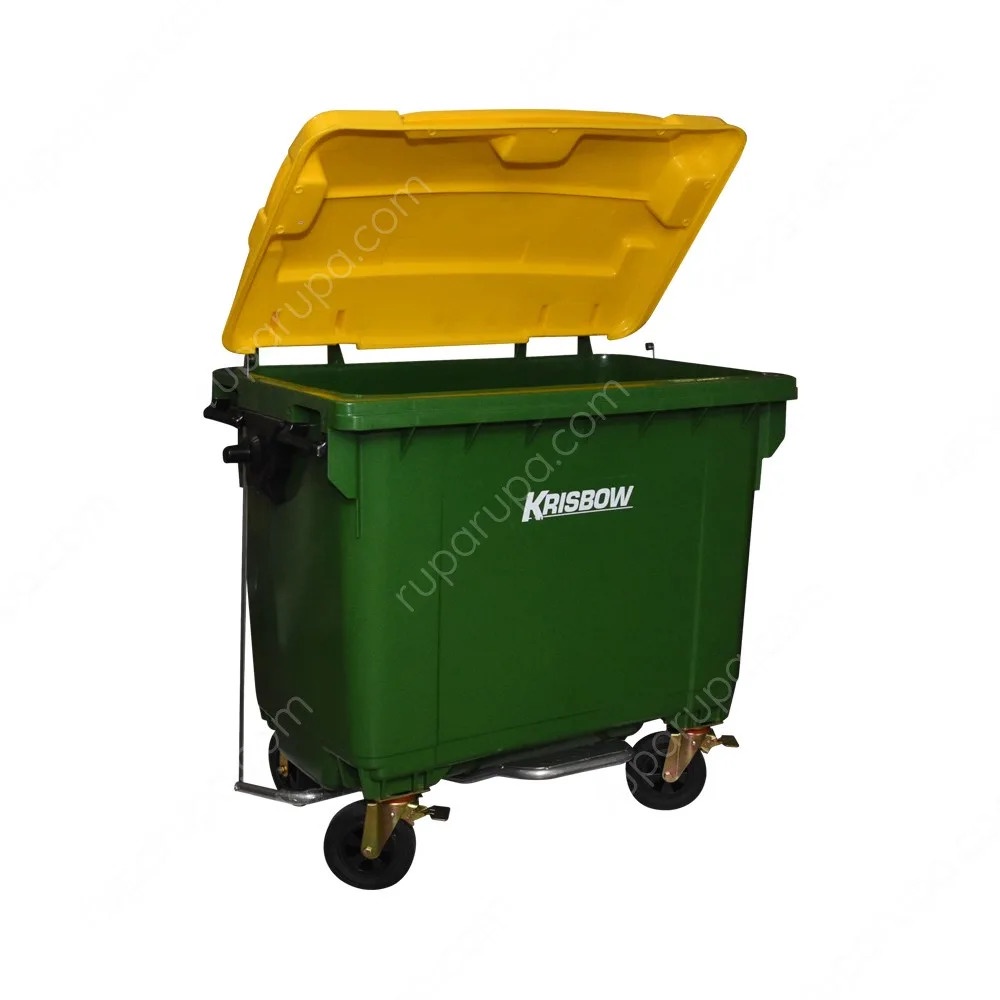 Krisbow Tempat Sampah Besar Plastik Outdoor 660 liter Dustbin Roda