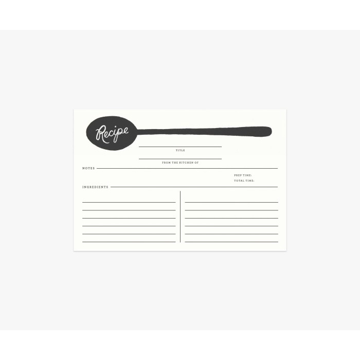 

[RESTOCK] Rifle Paper Co. Recipe Cards - Kartu Tulis Resep - Charcoal Spoon