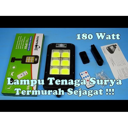 Lampu Tenaga Surya Outdoor Sunpro IP69 180 Watt - Lampu Jalan Pagar &amp; Taman - Bohlam Led Solar Cell Bisa COD