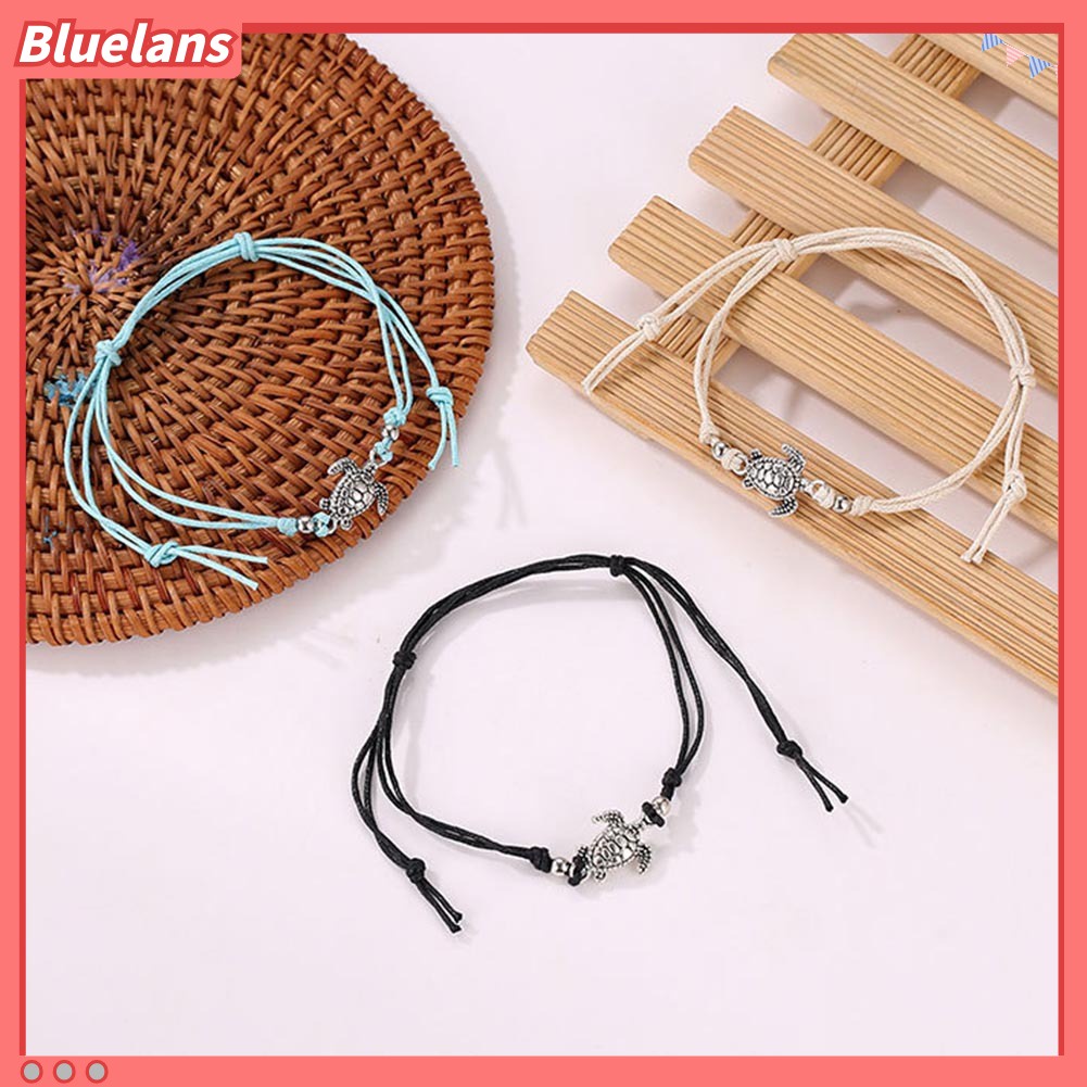 Bluelans Vintage Turtle Charm Handmade Woven Ankle Bracelet Anklet Women Beach Jewelry