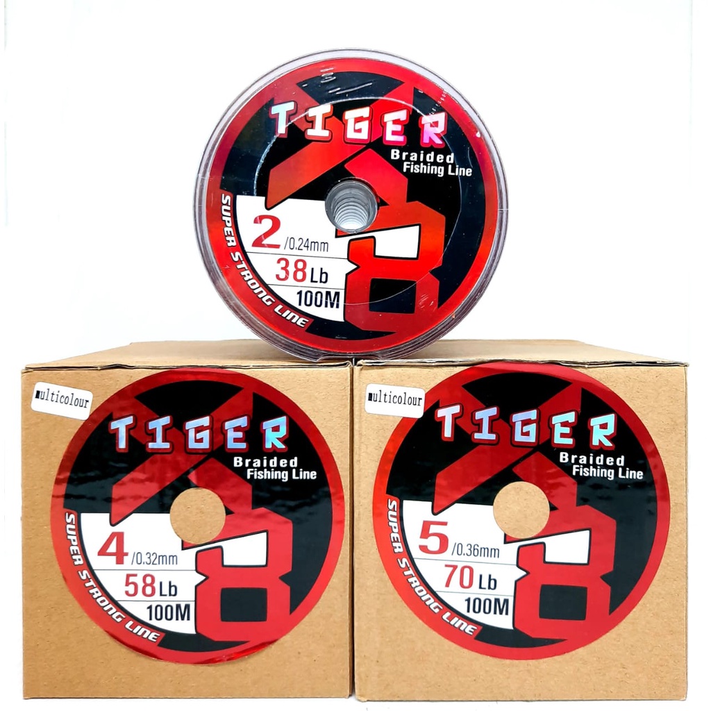 Senar Pancing PE TIGER BRAID 50M-100M Warna Multicolor Bisa CONNECTING