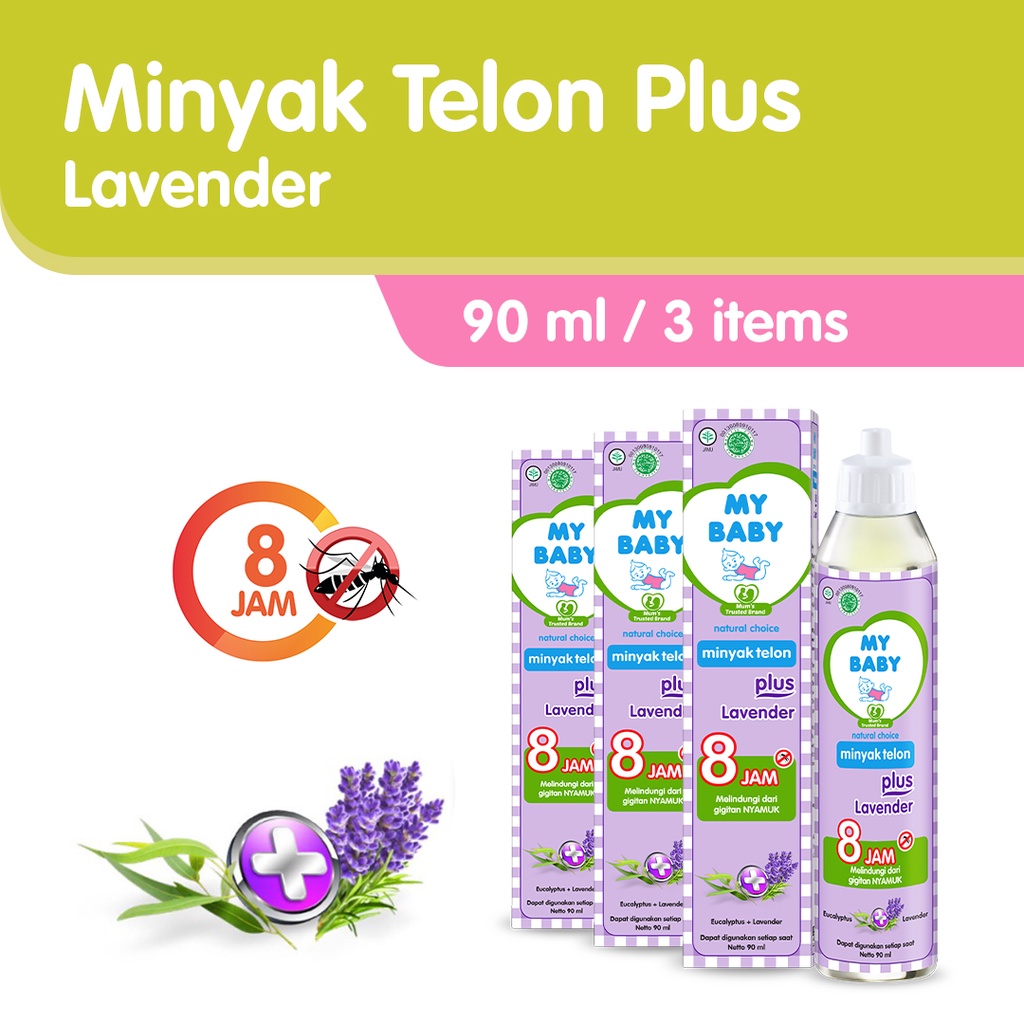 My Baby Minyak Telon Plus Lavender [90ml / 3pcs] - Minyak Anti Nyamuk 8 Jam - Exp: 11.2024