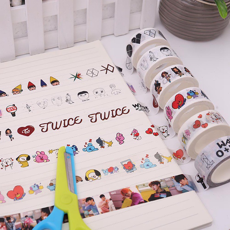 

Perlengkapan Sekolah Yo Yo 2cm Isolasi Kertas Desain Kpop BTS EXO TWICE WANNA ONE untuk Hias