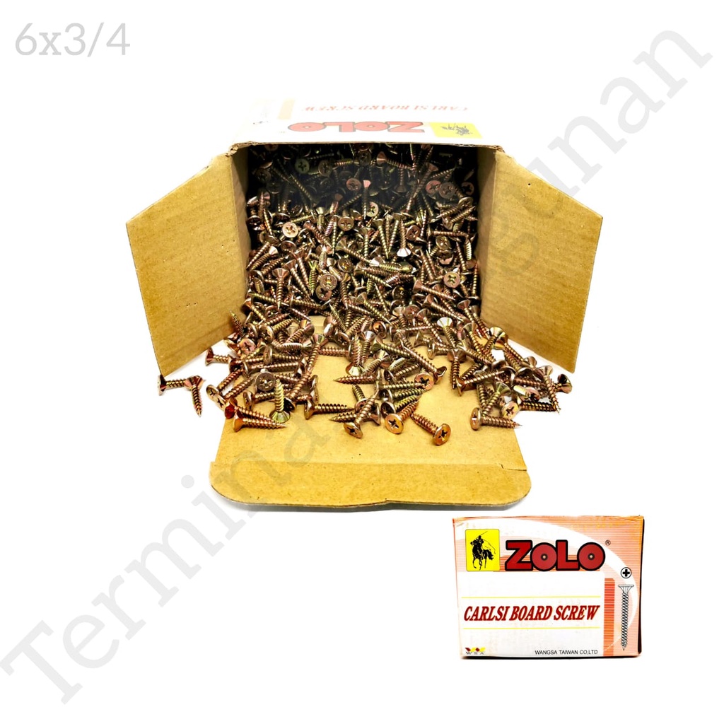 Skrup GRC 6 x 3/4 Inch ZOLO Sekrup Kuning Carlsi Board Screw